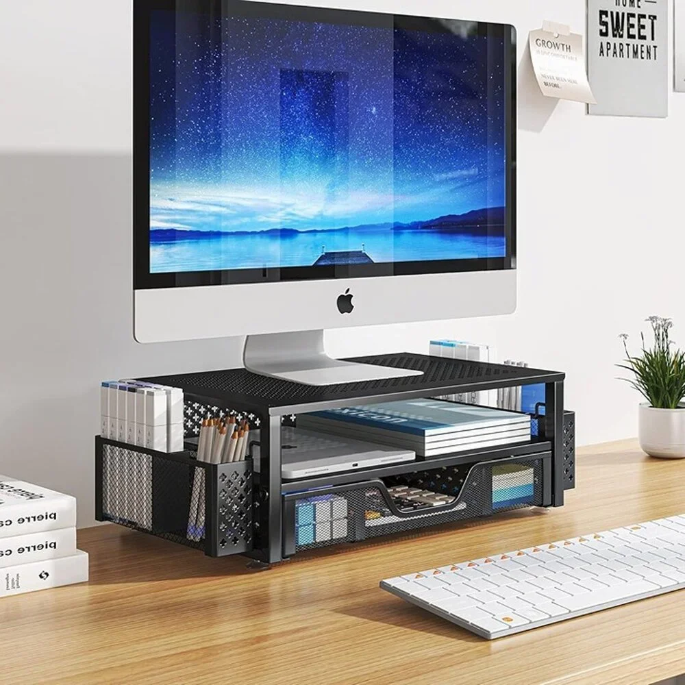NEW 2 Tier Metal Monitor Stand Monitor riser and Computer Desk Organizer - Picture 5 of 9